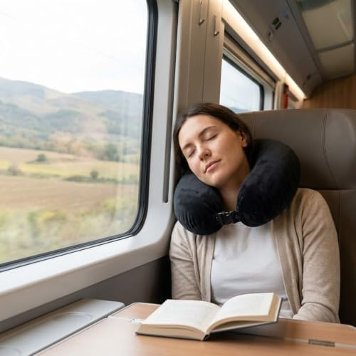 Silikon Dolgulu U Tipi Seyahat Yastığı – Boyun Destekli Yolculuk Yastığı, Uçak, Araba, Tren ve Otobüs Kullanımı İçin, Ergonomik Tasarım, Taşınabilir Boyun Yastığı - Görsel 2