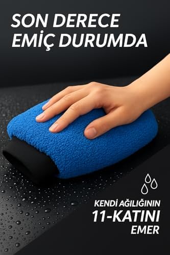 Mikrofiber Oto Araba Yıkama Kurulama Havlusu, Orta Boy Çift Katlı Araç Kurutma ve Torpido Silme Bezi (Mavi)
