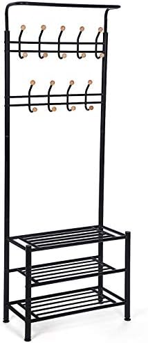 Alternative view of Hsr04B, 18 Askılı 3 Ayakkabı Raflı, Metal, Siyah, 68,8 x 35,2 x 187 cm