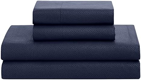 Alternative view of 2 Yastık Kılıfı & 2 Yastık Kılıfı & Yatak Eteği Dört Mevsim Sıcaklık, İnce Çift Fırçalı Mikrofiber/%100 Fiber Dolgu, Yunan Anahtar Lacivert, Kraliçe