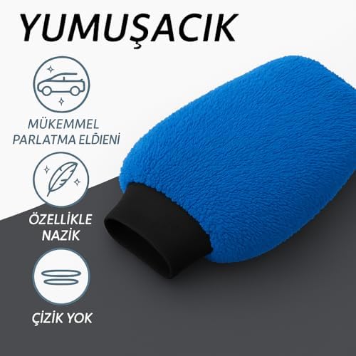 Alternative view of Mikrofiber Oto Araba Yıkama Kurulama Havlusu, Orta Boy Çift Katlı Araç Kurutma ve Torpido Silme Bezi (Mavi)