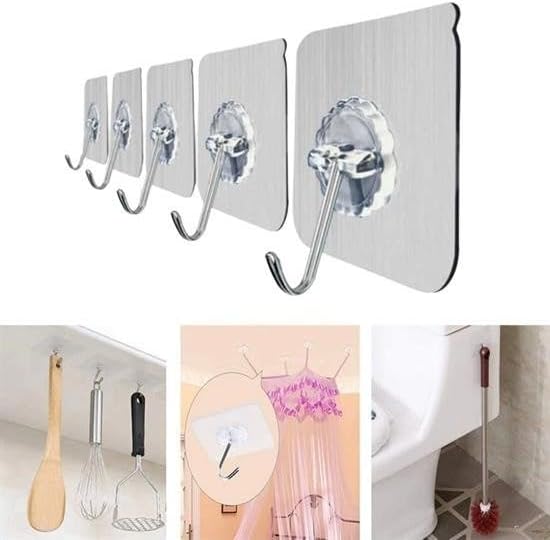 Alternative view of Süper Güçlü Yapışkanlı Suya Dayanıklı Şeffaf Askı 5li (5 Adet) Set Yeniden Kullanılabilir Yapışkanlı Kancalar