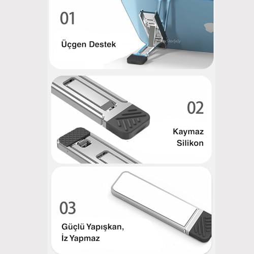 Cep Telefonu ve Dizüstü Bilgisayar Standı | Katlanabilir İnce Metal Braket | Taşınabilir, Ergonomik Laptop ve Telefon Standı | Masaüstü Çok Amaçlı Destek 1 Adet Ayak