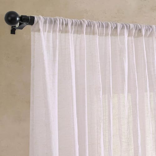 French Connection - Kiralık Ezilmiş, Pencere Perdesi, 2 Panelli Set, Yarı Şeffaf, Modern Ev Dekoru, Oturma Odası, Yemek Odası, Yatak Odası, Yurt için Perdeler, Ölçüler 127 cm x 160 cm, Krem Beyaz - Görsel 4