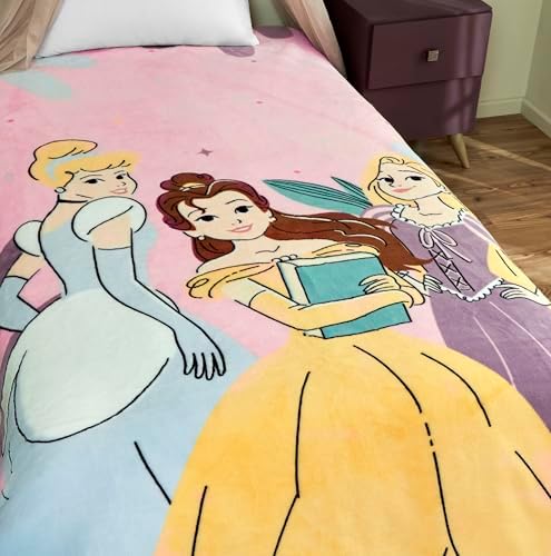 TAÇ Princesses Fun and Çizgi Film Karakteri Pamuk-Polyester Karışım Battaniye, Pembe, Mavi, Mor, Sarı, Tek Kişilik