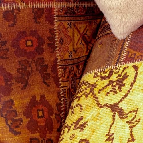 CONCEPT SoftMicro Koltuk Örtüsü | Çekyat Örtüsü | Koltuk Şalı | Etnik Desenli Patchwork Kaymaz | Kiremit 180x300 cm
