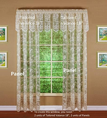 Curtain Çiçekli Asma Panel 160 cm, Fildişi, 60 G x 63 U - Görsel 4