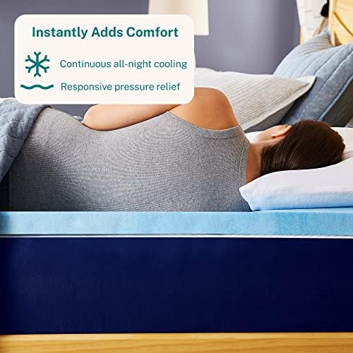 Sleep Innovations 5,08 cm Jel Hafızalı Köpük Yatak Üstü Çift XL, ABD'de Üretilmiştir 5 Yıl Garantili, Beyaz
