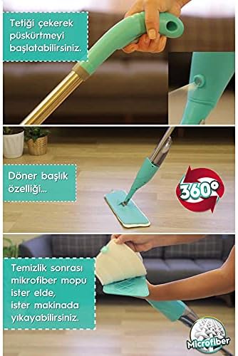 Shiny Sprey Mop Paspas Temizlik Seti + Mikrofiber 3'lü Temizlik Bezi