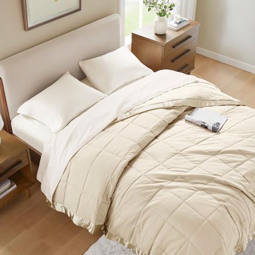 Windom Microfiber Alternative Blanket with 3M Moisture Management Ivory 108x90 Size Quilted Premium Soft 3M Scotchgard Moisture Microfiber For Bed, Couch or Sofa