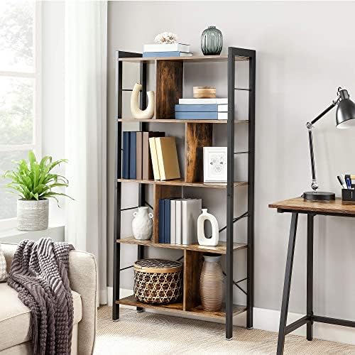 Vasagle Kitaplık, 4 Seviyeli Ofis Raf, Metal Çerçeve, Kahverengi - Siyah LBC12BX - Görsel 3