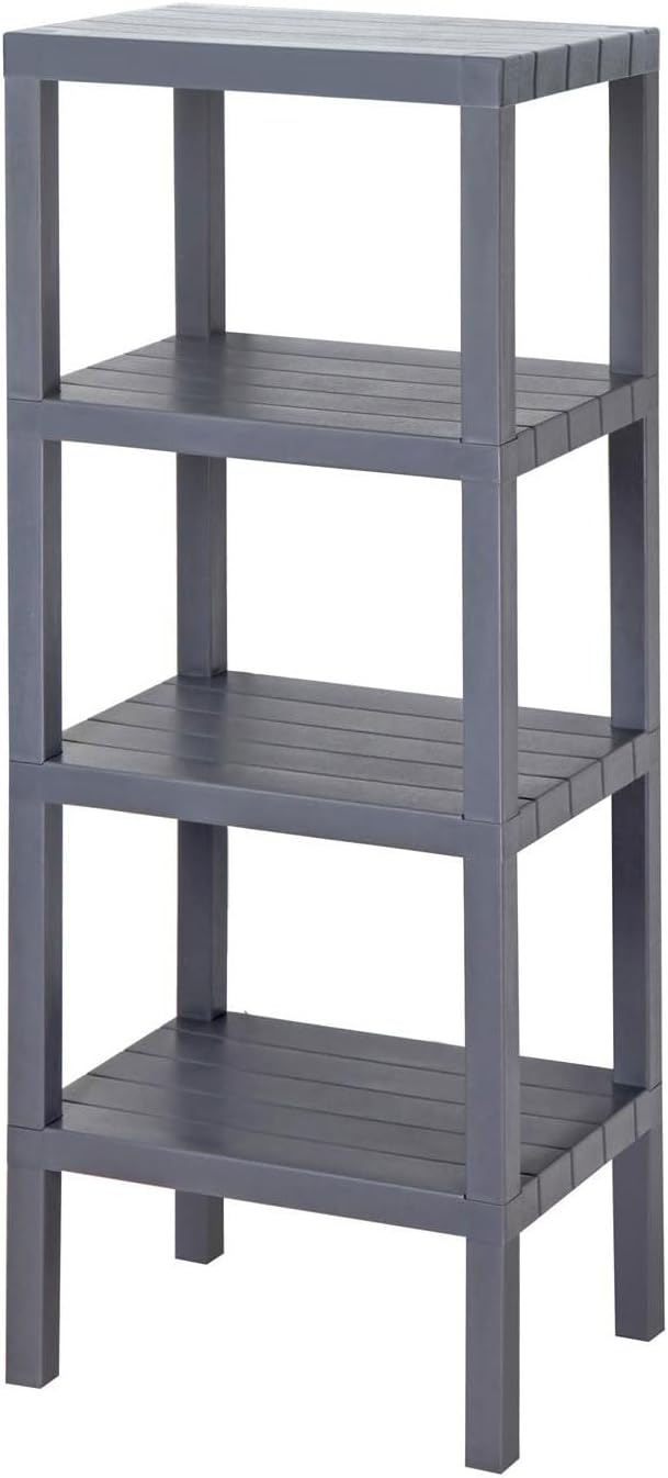 4 Katlı Köşe Rafı | Banyo, Mutfak ve Kiler İçin Yer Tasarruflu Organizer | Çok Amaçlı Plastik Raf | 4 Farklı Renk Seçeneği (38x29x100cm) (GRİ)
