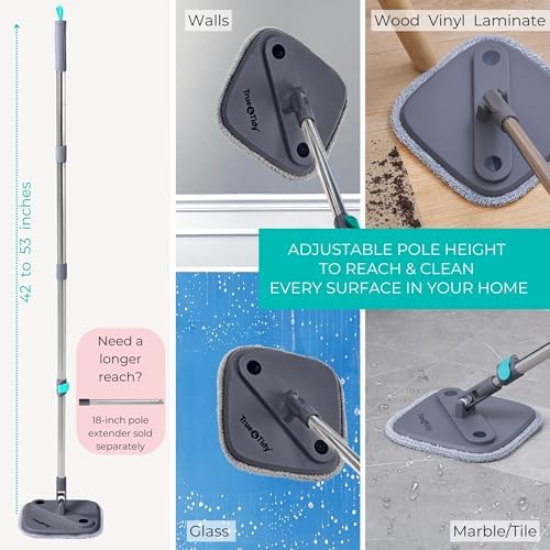 & Clean Paspas ve Kova Sistemi, Kare Döndürmeli Paspas, Çift Bölmeli Paspas Kovası ve 2 Kalın Makinede Yıkanabilir Paspas Pedleri (Spin Mop) içerir