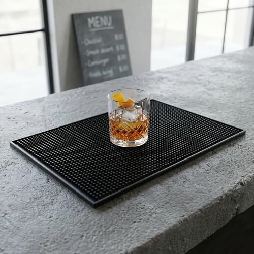 Lüx Bar Matı 43x28 cm Kaymaz Siyah Kauçuk Bar ve Bulaşık Matı - Dayanıklı Dökülme ve Servis Matı (450 gr) Bardak Kurulama Matı - Görsel 4