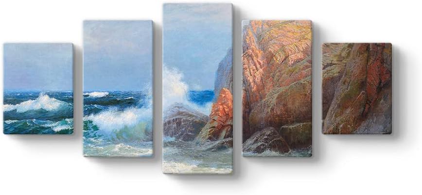 Wilhelm Muller Brieghel - Stormy Sea Tablosu 127 x 56-5 Parçalı