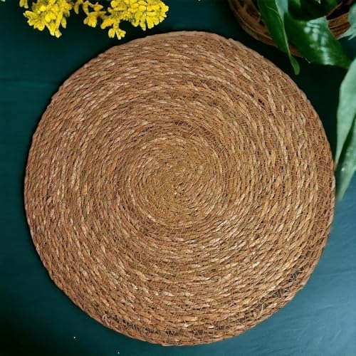 Alternative view of 6 Adet Hasır Supla Seti, Amerikan Servis, Sofra Dekorasyonu ve Sunum İçin Bambu Hasır, Şık ve Çevre Dostu Masa Aksesuarı 30 Cm
