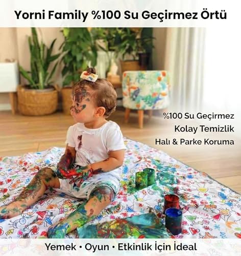 Alternative view of Su Geçirmez, Yer/masa Örtüsü, Aktivite, Yemek Ve Oyun Için, Doğa Dostu Ve Çevreci, Ekoteks Sertifikalı, (150x150cm) (150x150cm)