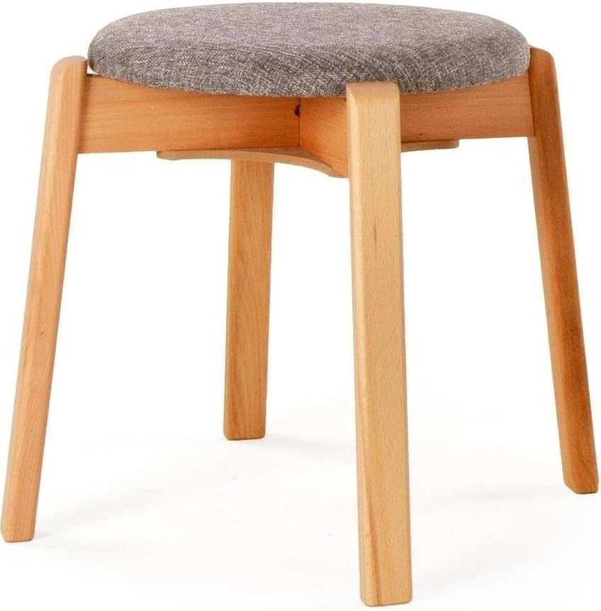 Arc Kayın Puf Tabure Yuvarlak Modern Bench Oturak Tekli (Gri) - Görsel 2