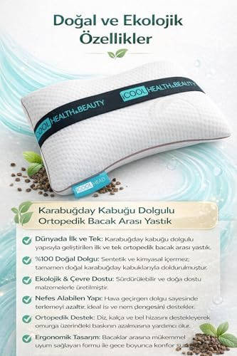Alternative view of Ortopedik Bacak Arası ve Diz Arası Yastık – Doğal Karabuğday Kabuğu Dolgulu, Nefes Alan OEKO TEX Sertifikalı Kumaş, Yan Yatanlar ve Hamileler İçin Uyku Desteği