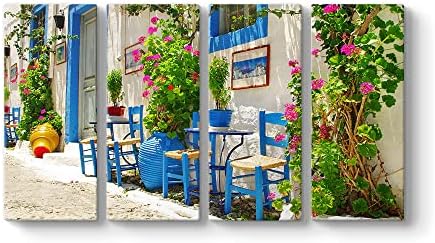 Yunanistan Sokak Tavernaları 129 x 70-4 Parçalı