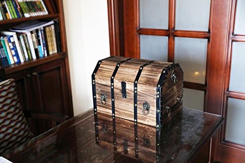 Vintiquewise QI003319L Büyük Ahşap Dekoratif Aslan Yüzükler Kilitlenebilir Mandal ve Kilitli, Bronz