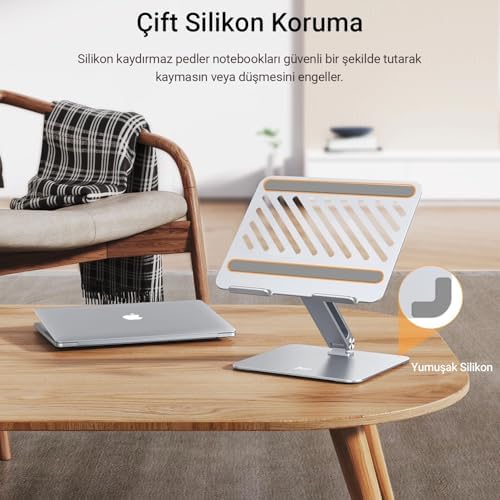 Alternative view of Alüminyum Notebook Standı Yükseklik ve Eğim Ayarlı Ergonomik Metal Laptop Standı 11-17 inch arası notebook dizüstü bilgisayar standı, ayarlanabilir