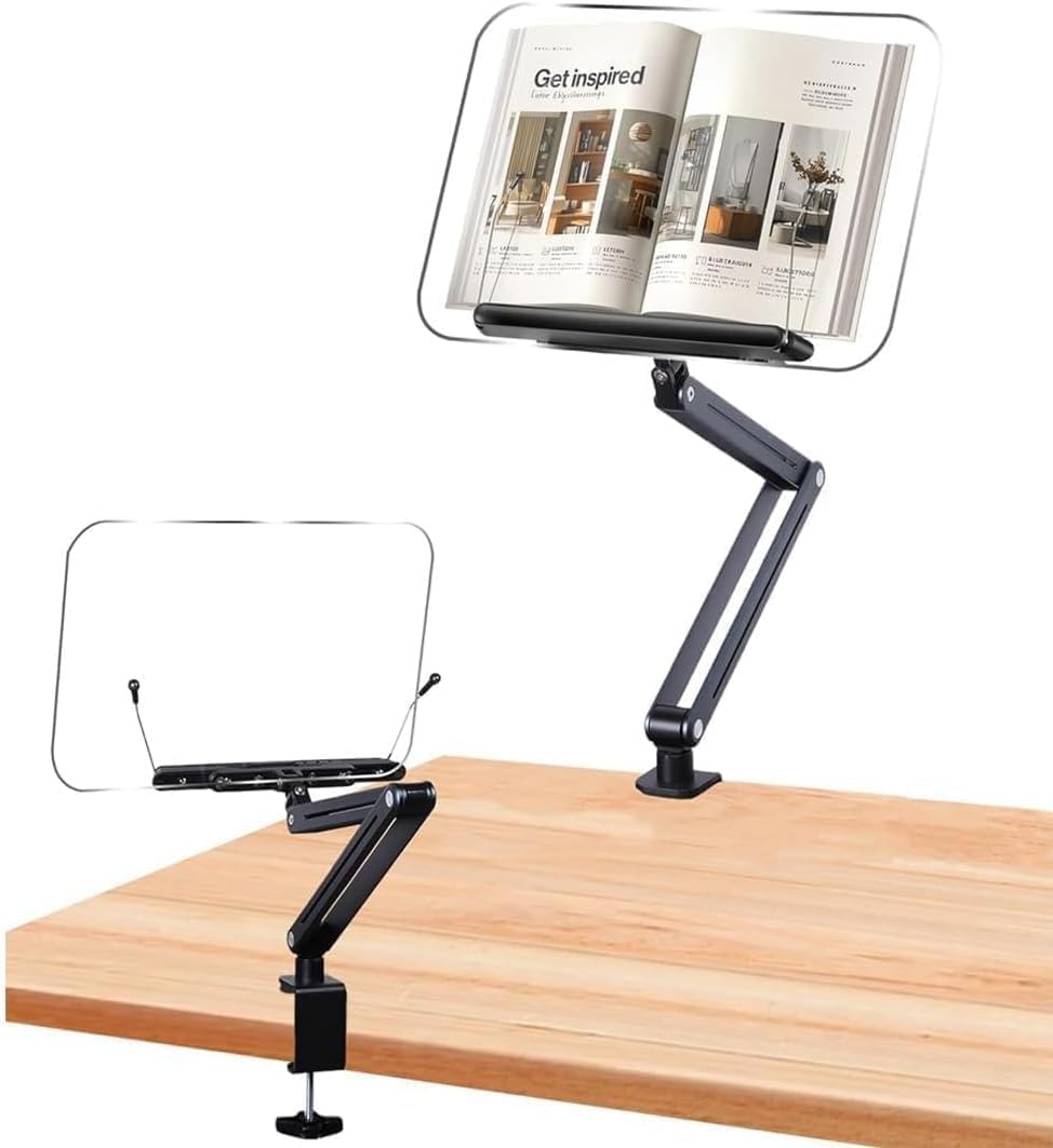 Alternative view of Ayarlanabilir Masa Kenarı Kitap ve Tablet Standı – 360° Dönebilen, 87.5cm Yükseklik Ayarlı, Kelepçeli Metal Kol, Şeffaf Akrilik Panel, Kitap Okuma, Tablet, iPad ile Uyumlu | P87