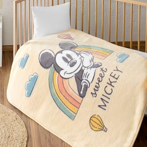 TAÇ Mouse Toolkit Çizgi Film Karakteri Pamuk-Polyester Karışım Battaniye, Bej, Siyah, Bebek