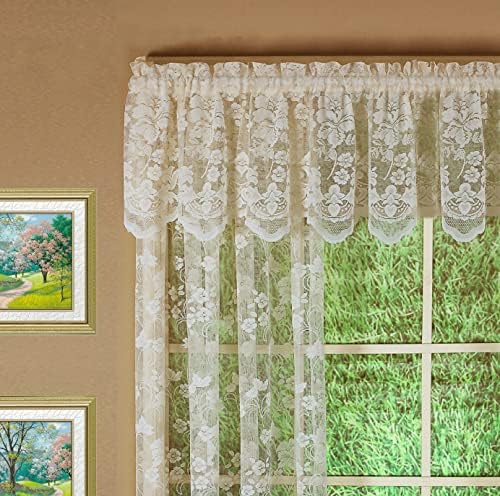 Curtain Çiçekli Asma Panel 160 cm, Fildişi, 60 G x 63 U