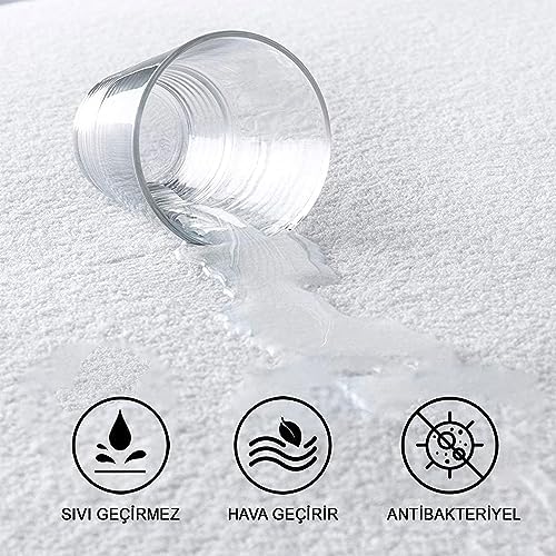Vionel %100 Pamuk, Full Kenar Fitted Sıvı Geçirmez,Tek, Çift Kişilik Bebek Yatak Koruyucu Çarşaf Alez (90x190) - Görsel 4