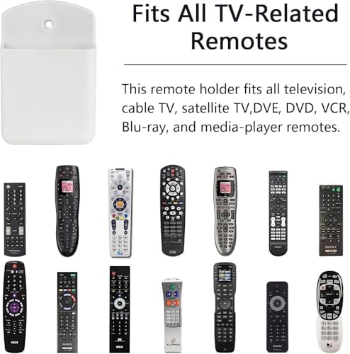 duvara monte uzaktan kumanda tutucuları, 4 adet kendinden yapışkanlı beyaz düzenleyici kutu, delmesiz TV kontrolcü ve telefon tutucu, ev ofis veya okul için pratik duvar depolama ünitesi