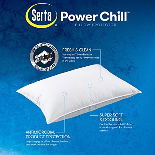 Serta Power Chill Soğutma Yastığı Koruyucuları, Lekeye Dayanıklı ve Fermuarlı Yastık Koruyucu, Yastığı Toz ve Kirden Korur (2'li Paket), Kral, Beyaz - Görsel 2