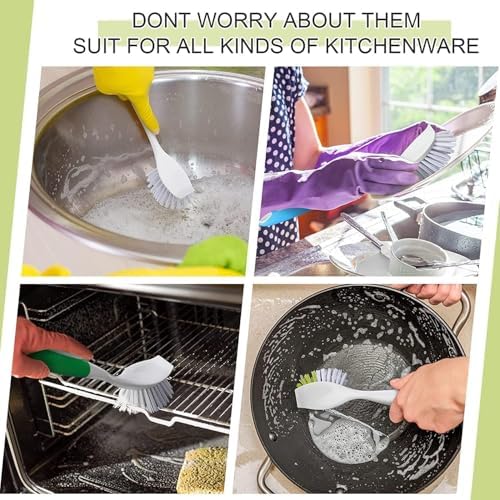 Alternative view of Saplı bulaşık fırçası, 2 adet mutfak temizleme gereci, sert kıllı fırça ile yerleşik kazıyıcılı tasarım, tencere tava ve lavabo için ergonomik tutuşlu etkili ev temizlik yardımcısı