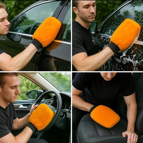 Alternative view of Mikrofiber Oto Araba Yıkama Kurulama Havlusu, Orta Boy Çift Katlı Araç Kurutma ve Torpido Silme Bezi (Turuncu)