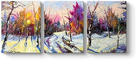 Yağlıboya Kış Tablosu 126 x 55-3 Parçalı