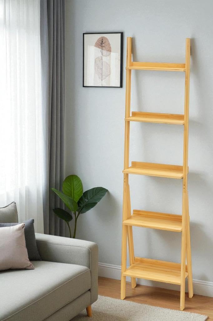Alternative view of Bambu 5 Raflı Merdiven Kitaplık Banyo Düzenleyici Raf Organizer Saksılık DB-0022