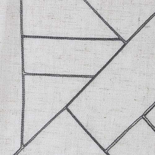 Parçalanmış Geometrik Nakış Orta Yüzyıl Modern Doğal Karışımı Perde, 127 cm x 274 cm, Gri/