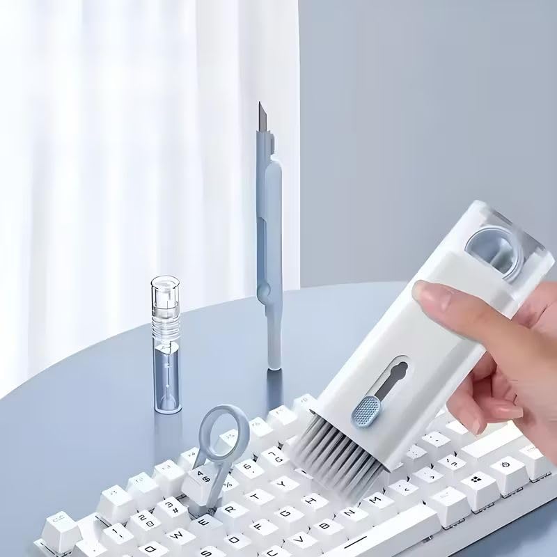 Profesyonel 7’si 1 Arada Klavye ve Kulaklık Temizleme Seti – AirPods, Laptop, Telefon ve Ekran İçin Çok Amaçlı Temizlik Kiti (Yumuşak Fırça + Temizlik Kalemi + Sprey)