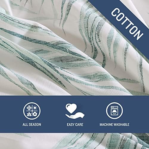 Bahama - Kraliçe Yorgan Seti, Pamuklu Çift Taraflı Yatak Takımı, Kırlent Kılıflı Uyumlu Şemsiyeler İçerir (Canyon Palms Green,) - Görsel 4