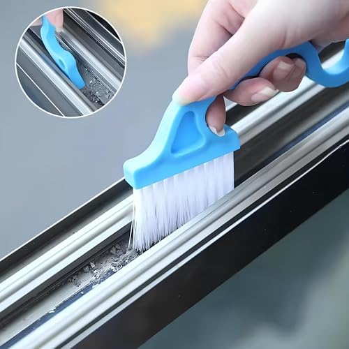 2'li Kenar Temizleme Fırçası ve Kazıyıcı - Kapı ve Pencere Oluk Temizleyici, Kaymaz Saplı ve Asılabilir Pratik Tasarım