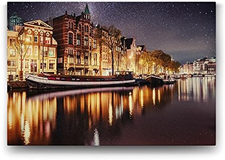 Alternative view of Yıldızlı Amsterdam Gecesi Tablosu - 100x70cm