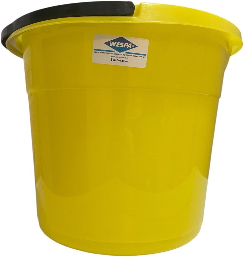 Alternative view of WESPA Sarı Plastik Su Kovası, 3 No, Siyah Kulplu, Dayanıklı Temizlik Malzemesi 10 litre