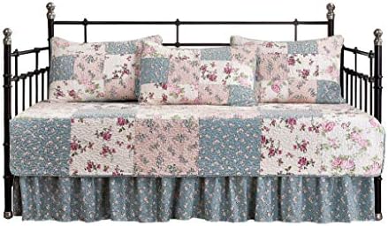 Abbi 5 Parça Bahçe Çiçekli Yıkanmış%100 Pamuk Ters Çevrilebilir Yama İşi Yorgan Seti (Daybed Boyutu) - Görsel 2
