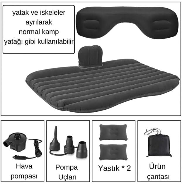 Araç İçi Şişme Yatak – Arka Koltuk Şişme Yatak | Kalınlaştırılmış Taşınabilir Seyahat ve Kamp Yatağı + Hediye Hava Pompası | Evrensel Uyumlu Araba Şişirilebilir Yatak - Görsel 4