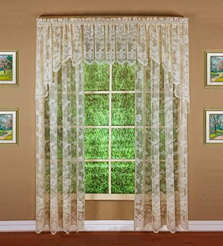 Alternative view of Curtain Çiçekli Asma Panel 160 cm, Fildişi, 60 G x 63 U