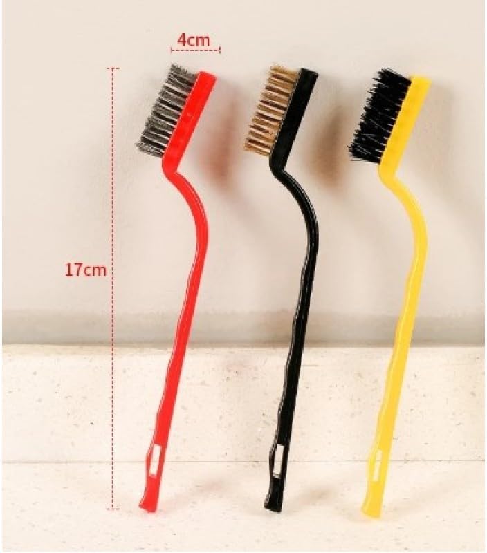 Alternative view of 3'lü Set Tel Fırça Yağ Kir Pas Sökücü Temizlik Seti Mutfak Fırın Ocak Lavabo Temizlik Fırçası (Bakır-Demir-Plastik)