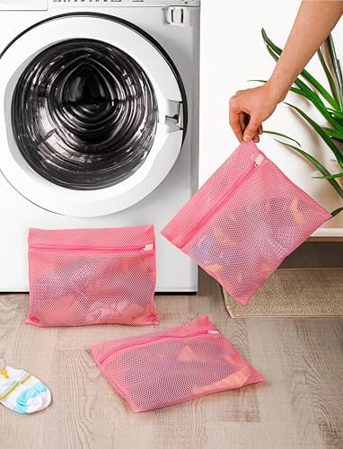 3 Adet Bebek Çocuk Çorap Yıkama Filesi Pembe