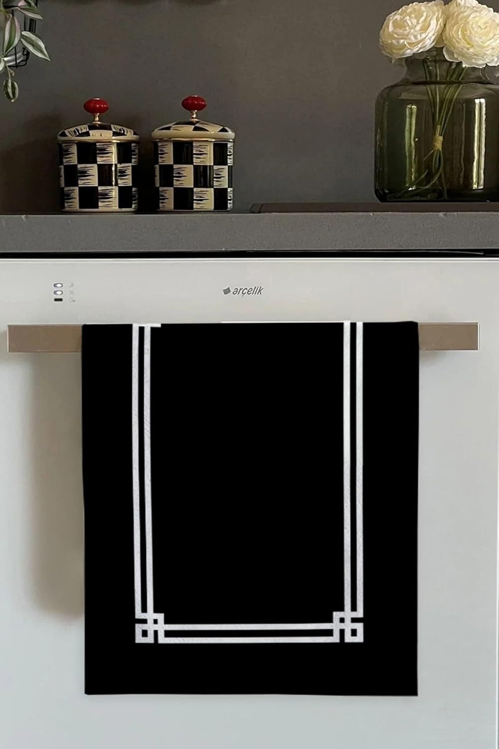 Viva Siyah Çerçeveli Fırın Mutfak Havlusu 30X50Cm