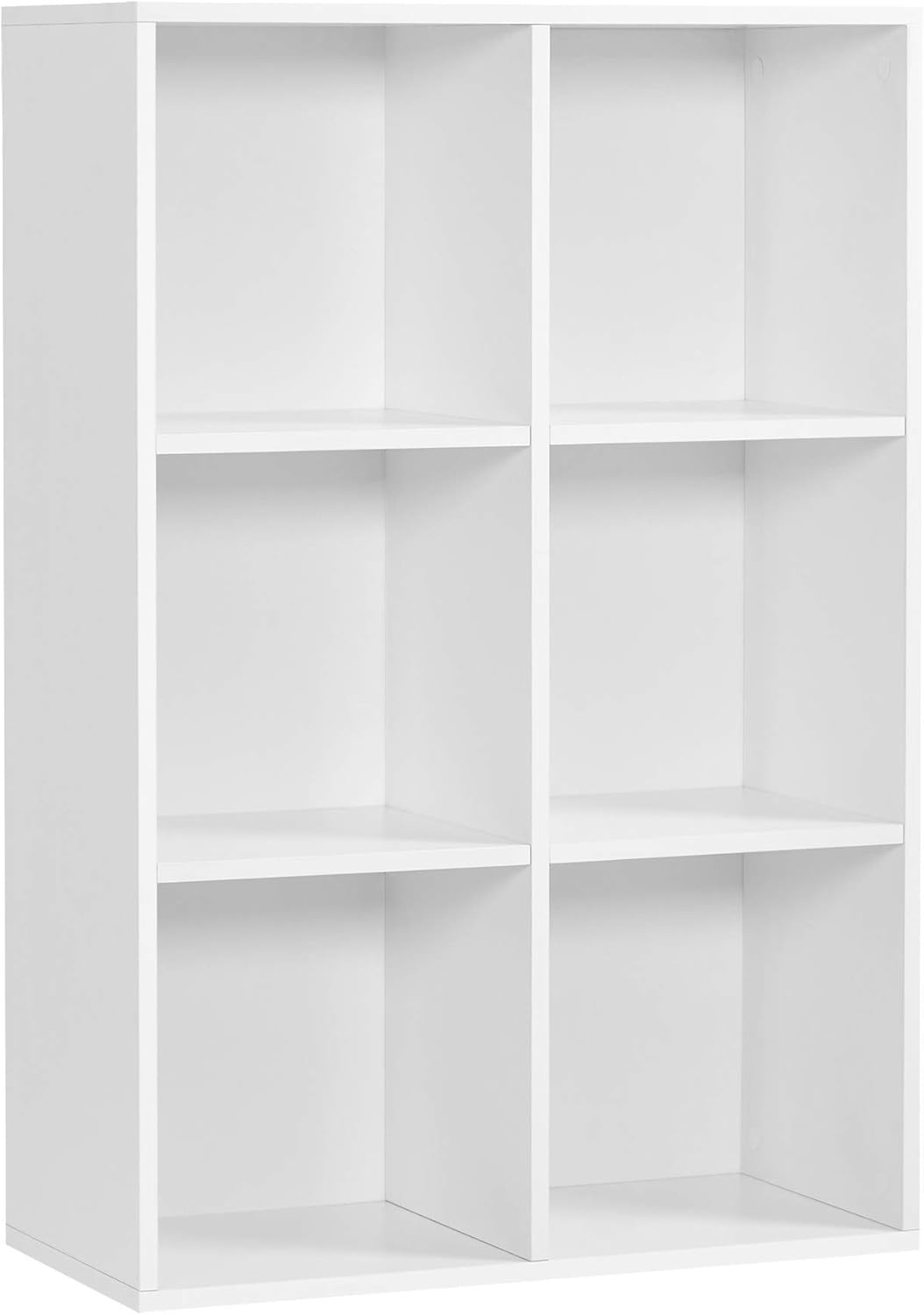 6 Bölmeli Kitaplık, Ahşap Raf, Küp Raf, Depolama Rafı, 65,5 x 97,5 x 30 cm, Beyaz, Lbc203D