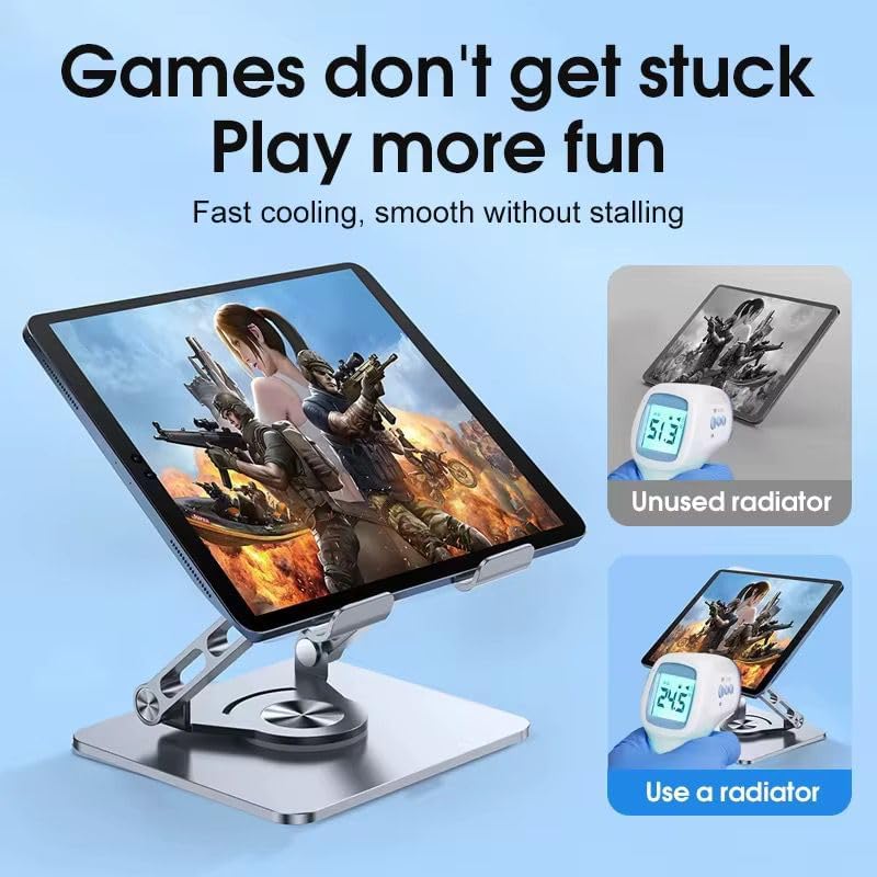 360 Derece Dönebilir Laptop ve Tablet Standı – Paslanmaz Çelik, Ayarlanabilir Yükseklik, Katlanabilir Masaüstü Bilgisayar Standı, iPad ve MacBook Uyumlu Ergonomik Raf-Dizüstü Pc (Tablet Standı)